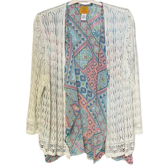 Ruby Rd cardigan detailed lining lightweight feminine flowy colorful size 2XL - Picture 1 of 4